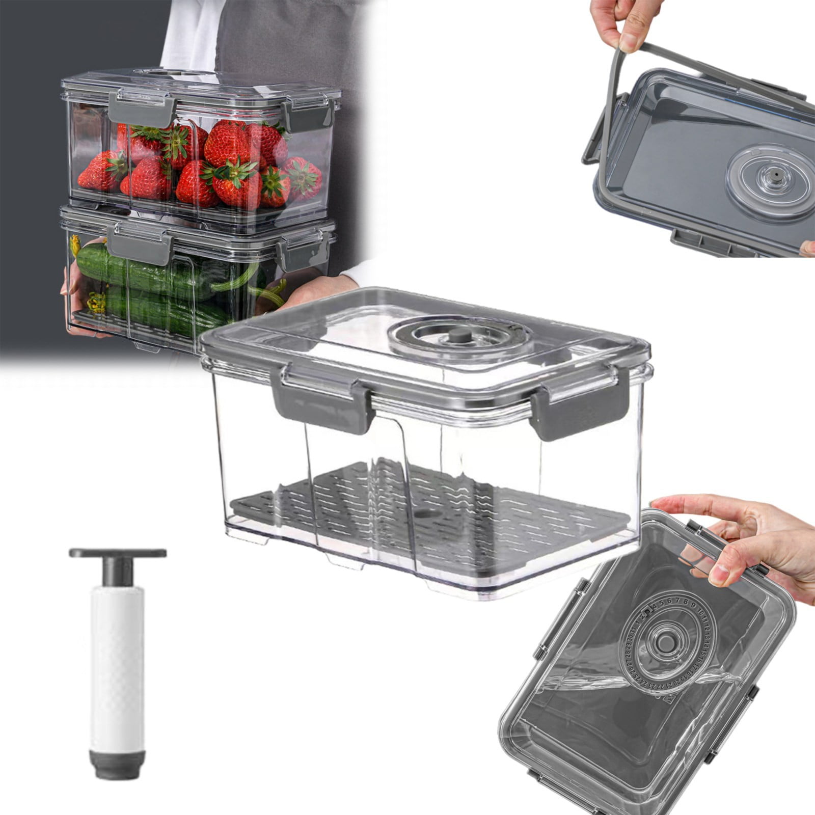 Gray Food Storage Bags Vacuum Seal Containers Food Fresh Container For ...