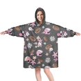 thumbnail image 1 of Gray Football and Flowers Pattern Wearable Oversized Blanket,Wearable Blanket Hoodie for Adults,Cozy Hooded Blankets with Super Pockets,Super Warm Fuzzy Pullover for Women & Men, 1 of 6