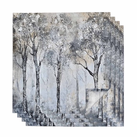 Gray Forest Cloth Napkins, Vintage Watercolor Trees Branch Washable and Reusable Dinner Napkins Set of 4, Table Napkin for Kitchen Party Birthday Wedding Hotel Housewarming 20"x20"