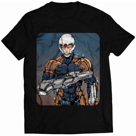 Gray Fox Cyborg Ninja Face Premium Unisex T-shirt (vectorized Design)