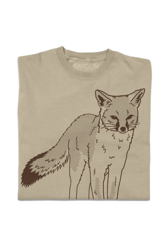 Gray Fox Heavyweight Graphic Tee TShirt Gift