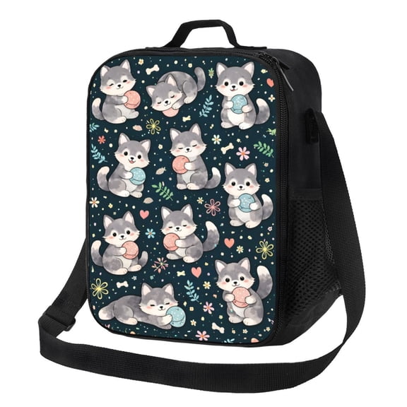 Gray Fox Lunch Bag Insulated Thermal Box with Shoulder Strap & Handle for Work and Picnic