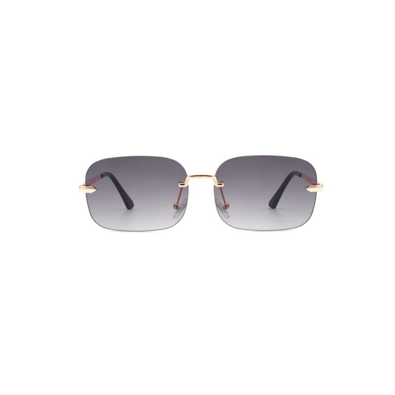 Gray Frame Narrow Square Sunglasses - Gradient Lens UV Protection Minimalist Daily Eyewear