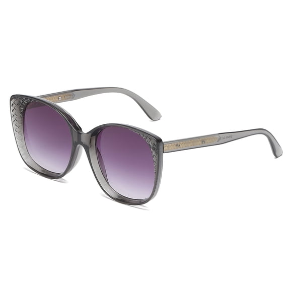 Gray Frame Sunglasses - Purple Gradient Lens UV Protection Classic Daily Eyewear