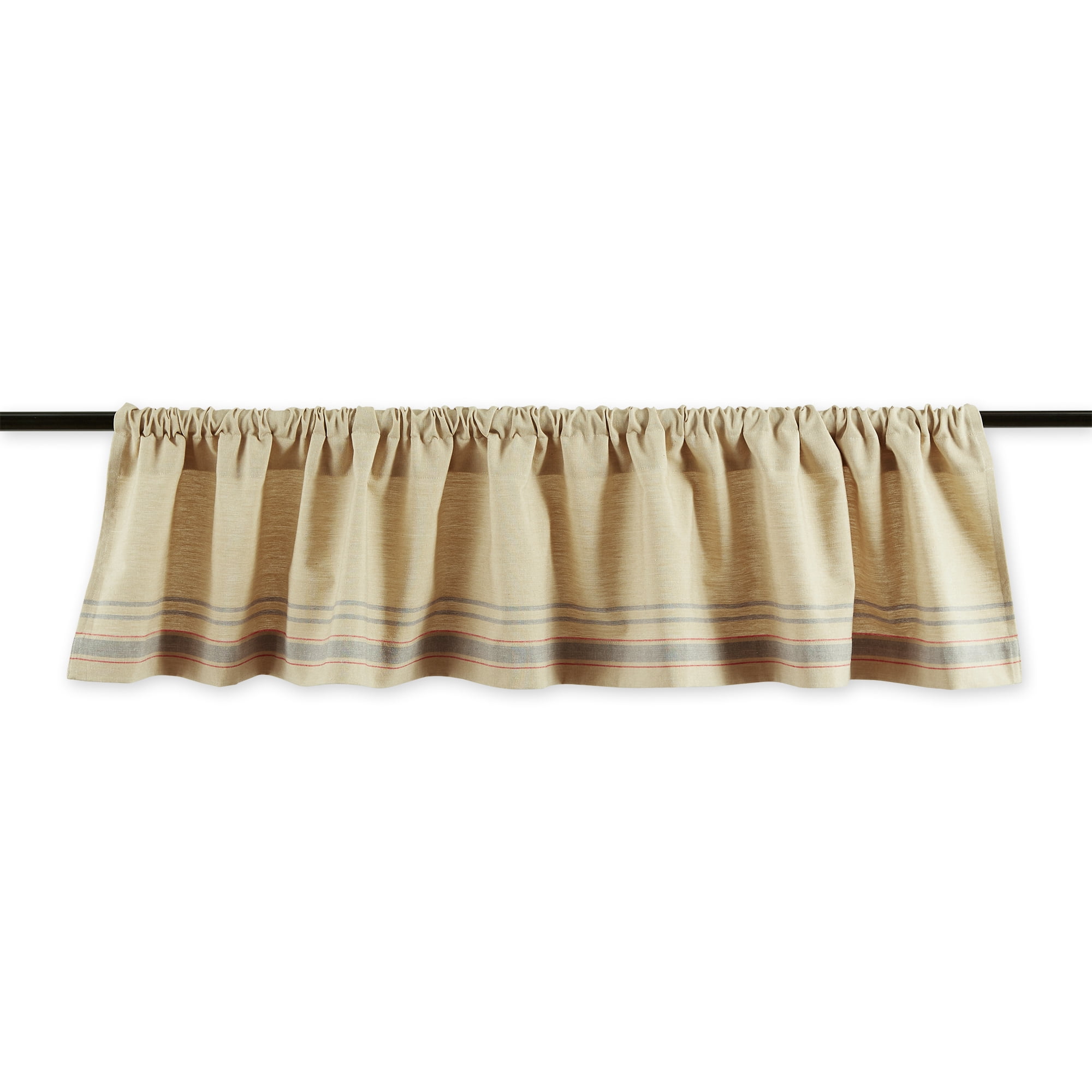 Gray French Stripe Cotton Rod Pocket Window Valance 72x14
