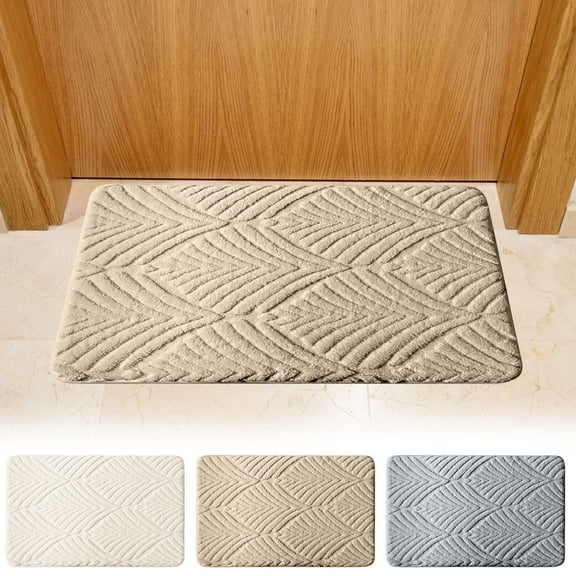 Gray Front Door Anti Slip Mat, Super Absorbent Quick Drying Floor Pad for Shower and Hallway, Durable Decorative Household Mat for Home Safety, 50x80cm Size