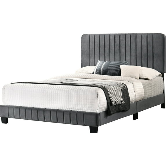 Gray Full Bed With Sleek Presence - Modern Bedroom Element Frame Stability 48" Height X 59" Width 81" Depth Fits Diverse Decor Choices Easy Assembly Offered Look Enabled