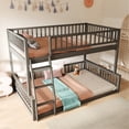 thumbnail image 1 of Gray Full XL over Queen Bunk Bed with Guardrails | Solid Wood Support, Easy Assembly, 1 of 2