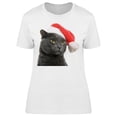thumbnail image 1 of Gray Funny Santa Cat T-Shirt Women -Image by Shutterstock, Female Small, 1 of 2
