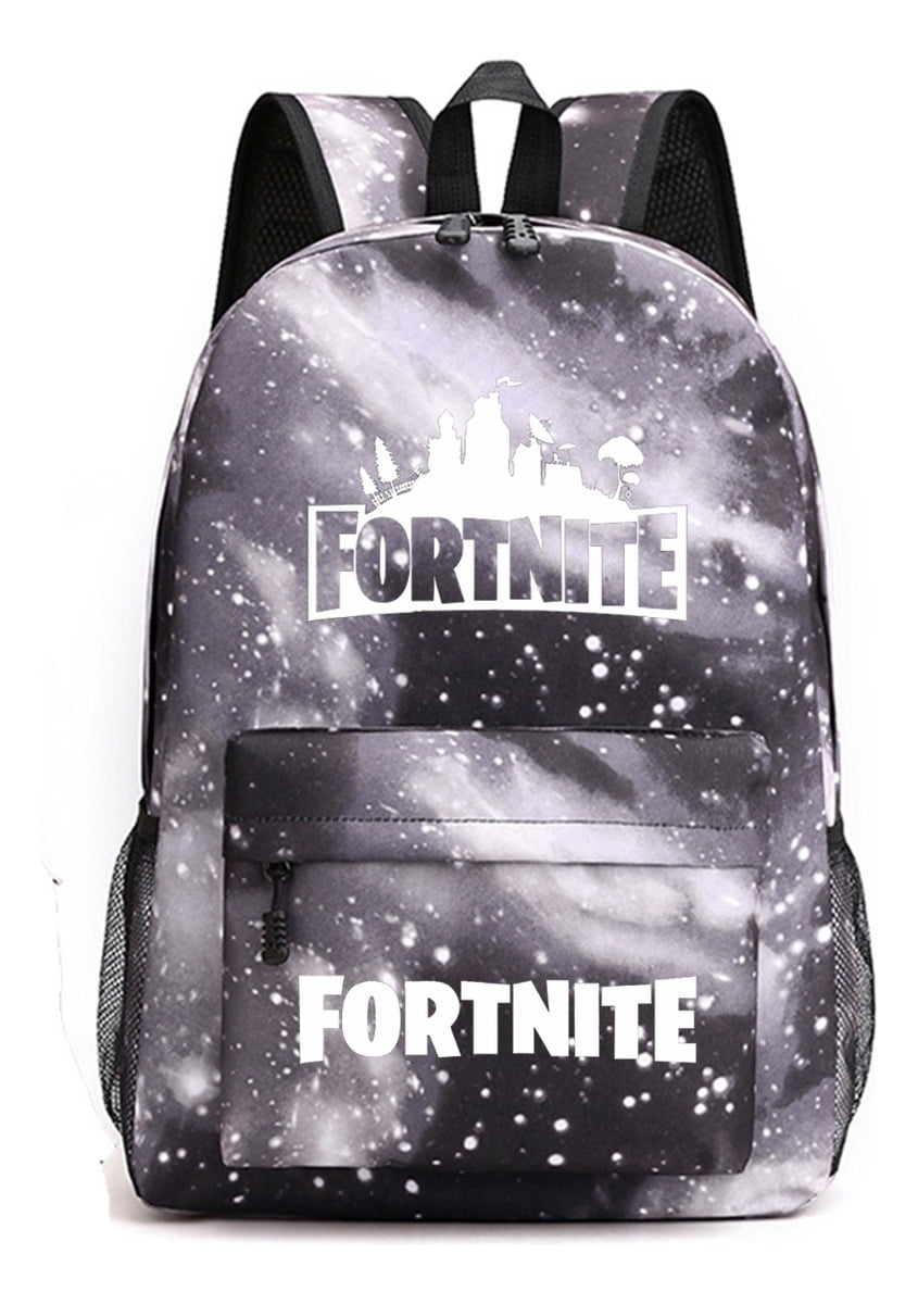 Gray Galaxy Fortnite Backpack Students Teen Bookbag Travel Laptop