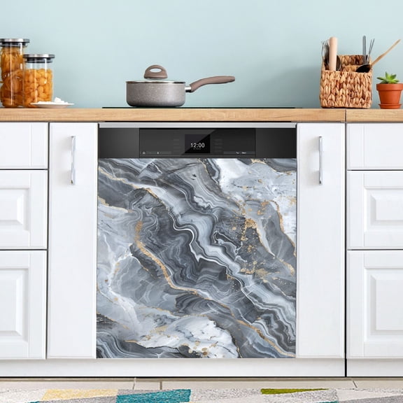 Gray Gardient Marble Dishwasher Magnet Refrigerator Magnetic Cover Washing Machine Magnet Sticker Kitchen Decor
