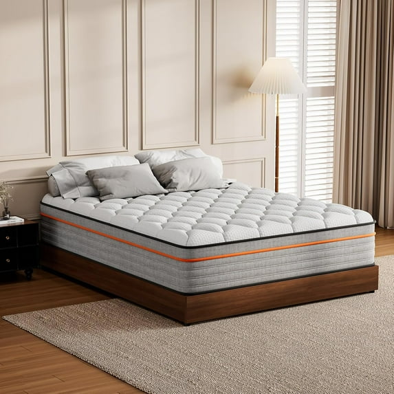 Gray Gel Memory Foam Hybrid Mattress,Orthopedic & Breathable,Dual-Sided Comfort,Fiberglass-Free & CertiPUR-US,Multi-Use Mattress for Home,Dorm,Hospitality (10 Inch, Queen)