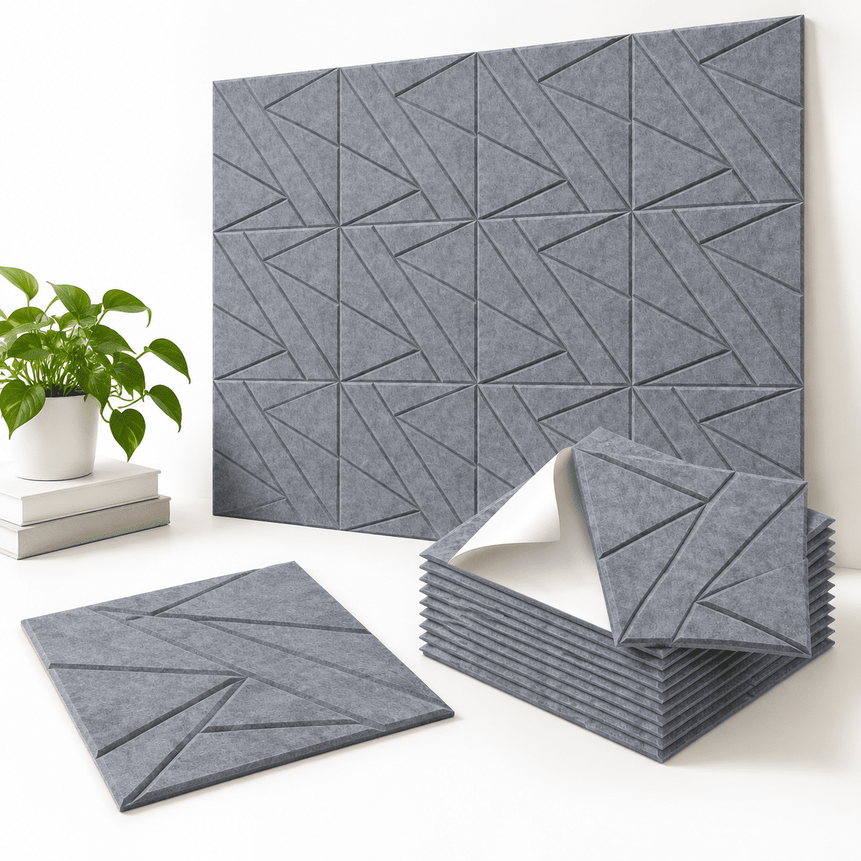 Gray Geometric 12 Pack Acoustic Dampers Sound Proof Foam Panels ...