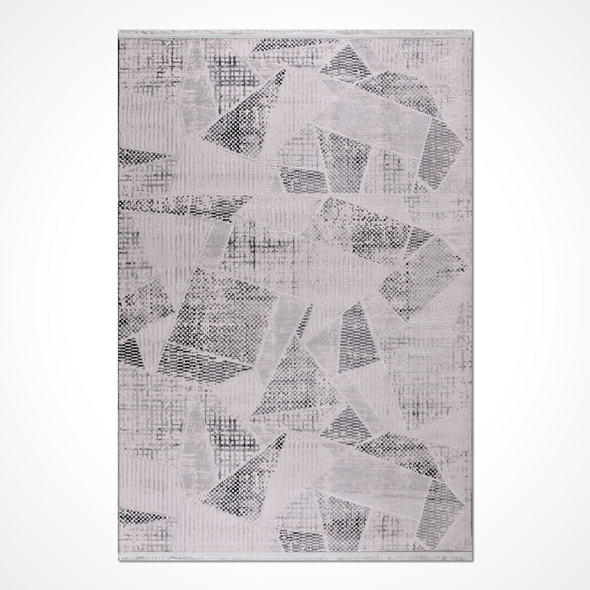 Gray Geometric Acrylic Area Rugs for Living Room Jacquard Textured ...