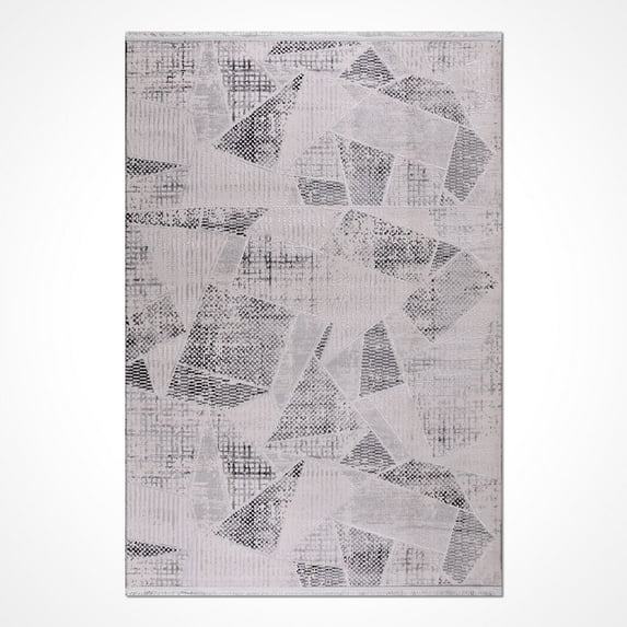 Gray Geometric Acrylic Area Rugs for Living Room Jacquard Textured Modern Rugs Soft Geometric Rug for Bedroom Mid Century Washable Rug Non-Slip Bohemian Perfect for Dining Room Office