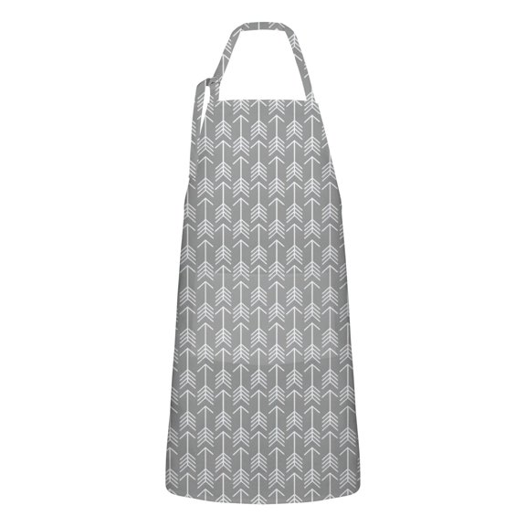 Gray Geometric Arrow Pattern Apron-Garden Aprons for Women with Pockets-Cotton Linen Waterproof Kitchen Cooking Gardening Aprons Adjustable for Kitchen,Cooking,BBQ and Salon 33x27 Inch