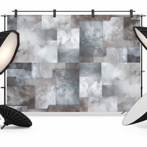 Gray Geometric Backdrop for Photoshoot, Photography Photo Studio Background Wall Backdrop, Modern Abstract Art Block Back Drop Banner Panel for Portraits Wedding Party Live Streaming Decor 12x8Ft