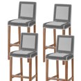 thumbnail image 1 of Gray Geometric Bar Stool Cover Set of 4, Black Greek Key Design Abstract Modern Art Stretch Bar Chair Cover, Removable Washable Pub Counter Stool Chair Slipcover for Kitchen Dining Room Pub Cafe, 1 of 9