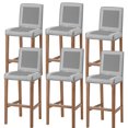 thumbnail image 1 of Gray Geometric Bar Stool Cover Set of 6, White Greek Key Design Abstract Modern Art Stretch Bar Chair Cover, Removable Washable Pub Counter Stool Chair Slipcover for Kitchen Dining Room Pub Cafe, 1 of 9