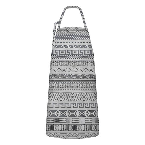 Gray Geometric Diamond Striped Pattern Apron-Garden Aprons for Women with Pockets-Cotton Linen Waterproof Kitchen Cooking Gardening Aprons Adjustable for Kitchen,Cooking,BBQ and Salon 33x27 Inch