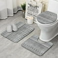 thumbnail image 1 of Gray Geometric Diamond Striped Pattern Bathroom Rugs Sets 3 Piece,Toilet Cover Set,Absorbent Non Slip Bathroom Mats Sets with U-Shaped Contour Rug Toilet Rug Set, 1 of 5