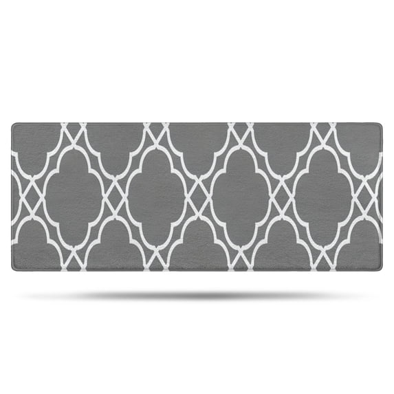 Gray Geometric Pattern Bathroom Rugs Mat,Non Slip Microfiber Bathroom Rug,Rubber Backing,Soft Bathroom Mats for Bathroom Floor,Tub and Shower,60x24in(150x60cm)