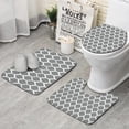 thumbnail image 1 of Gray Geometric Quatrefoil Pattern Bathroom Rugs Sets 3 Piece,Toilet Cover Set,Absorbent Non Slip Bathroom Mats Sets with U-Shaped Contour Rug Toilet Rug Set, 1 of 5