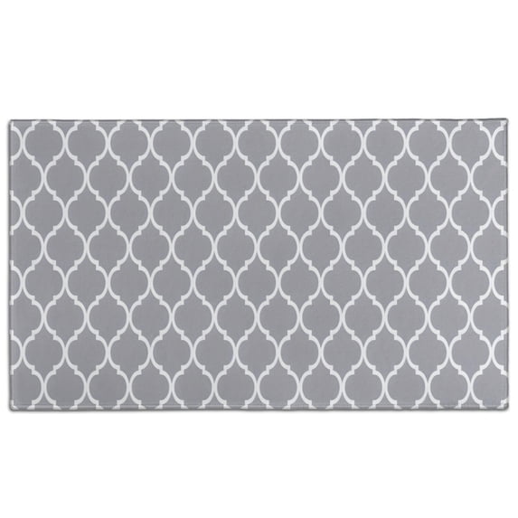 Gray Geometric Quatrefoil Pattern Door Rugs,Washable Non Slip Door Mats Indoor,Decorative Door Mats,Entry Mat Indoor for Entrance,Bedroom,Kitchen,Bathroom,17"x30"