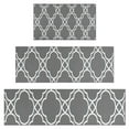 thumbnail image 1 of Gray Geometric Quatrefoil Pattern Kitchen Rugs Sets Of 3,Kitchen Runner Rugs Non Skid Washable,Decorative Kitchen Floor Mats for Kitchen,Sink,Laundry,17"x30"+ 17"x47" + 17"x59", 1 of 6