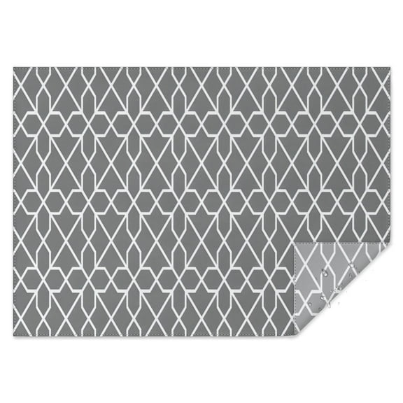 Gray Geometric Quatrefoil Pattern Rectangle Tablecloth 60"x84",Waterproof Polyester Rectangle Table Cloth, Wipeable Spillproof Polyester Tablecloth for Dining, Camping, Indoor and Outdoor