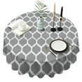 thumbnail image 1 of Gray Geometric Quatrefoil Pattern Round Tablecloth 60"x60",Wrinkle Wipeable Table Cloth for Kitchen Dining Room Picnic Patio Party, 1 of 6