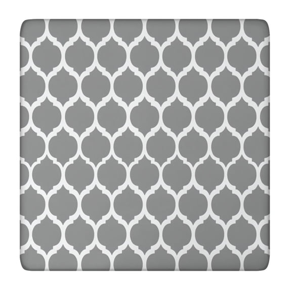 Gray Geometric Quatrefoil Pattern Square Fitted Tablecloth with Elastic Edge,Square Table Cover,Washable Elastic Table Cover for Home Kitchen Party Decor 36"x36"