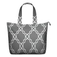 thumbnail image 1 of Gray Geometric Quatrefoil Pattern Travel Tote Bags for Women Carry On,Large Weekender Bags for Women Travel,Multi Functional Duffle Bag for Work,Shopping,Sports, 1 of 5