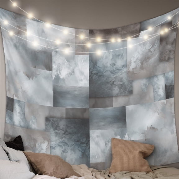 Gray Geometric Small Tapestry for Bedroom Wall Hanging Tapestry, Modern Abstract Art Block Ceiling Backdrop Tapestries Poster Blanket Wall Decor for Teens Room Living Room Dorm 23" x 28"