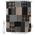 thumbnail image 1 of Gray Gingham Shower Curtain Set - Small 36" x 72" Washable Bathtub Curtain with 12 Hooks, Abstract Buffalo Plaid Solid Color Patchwork Waterproof Fabric Stall Shower Curtains for Bathroom Décor, 1 of 8