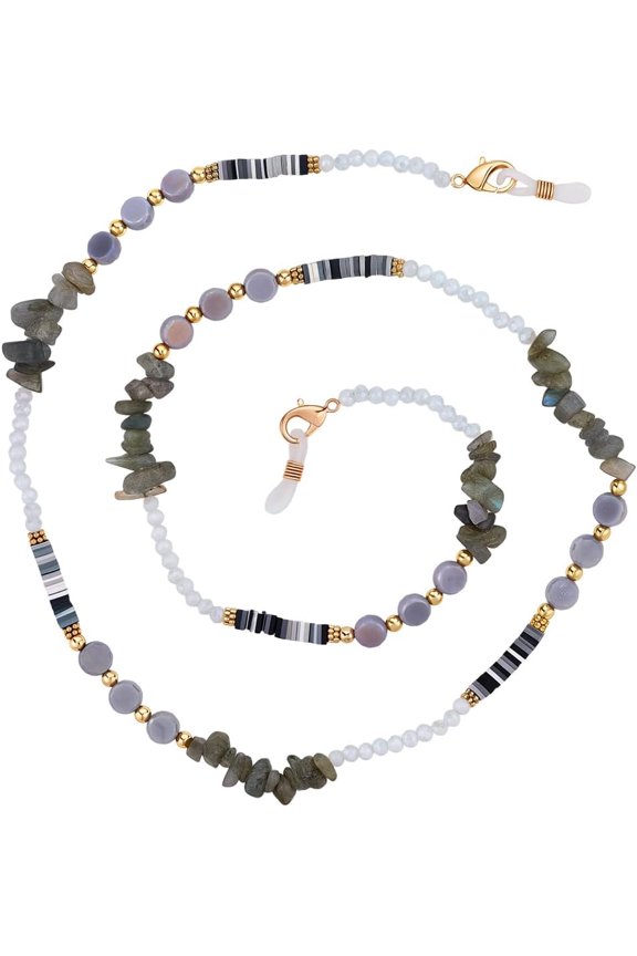 Gray Glasses Chain Beaded Eyeglasses Strap Eyeglasses Holder Lanyard Glasses Retainer String Loop Necklace Bracelet Reading Design