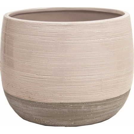 Gray Glossy Top And Matte Gray Bottom Planter