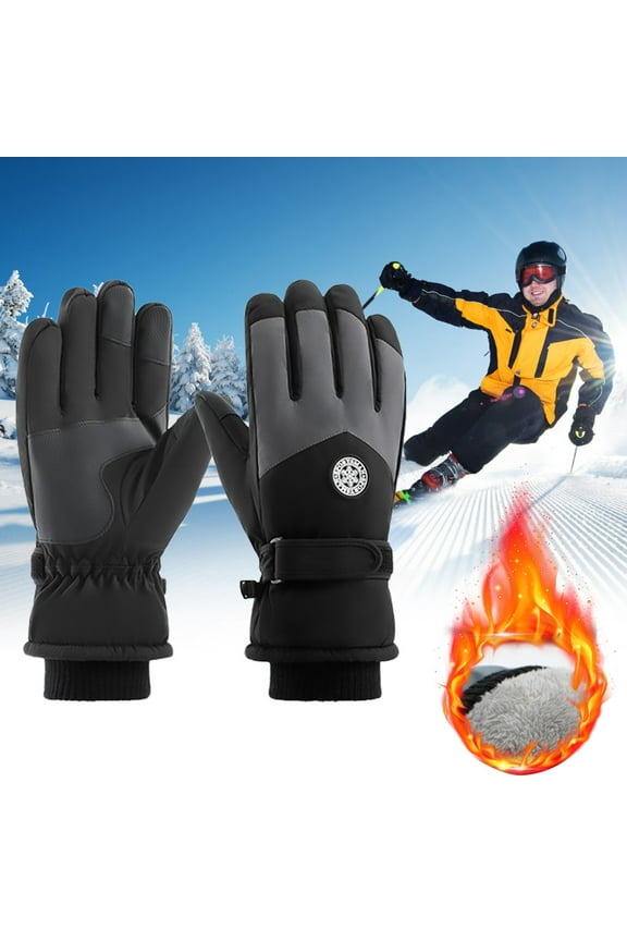 Gray Gloves Mittens Winter Gloves Women Men Ski Gloves Thermal Warm Windproof Rainproof Cold Proof Ski Riding Warm Gloves Perfect for Cycling Running Hiking Freezer Work and Daily Activities