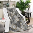thumbnail image 1 of Gray Gold Hexagon Marble Pattern Blanket,Comfortable Soft Flannel Throw Blanket,All Season,Warm Lightweight Blankets for Sofa Bed Couch Living Room Chair,60"x80", 1 of 4