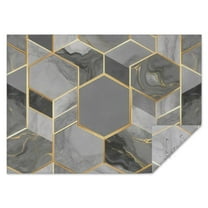 Gray Gold Hexagon Marble Pattern Rectangle Tablecloth 60"x84",Waterproof Polyester Rectangle Table Cloth, Wipeable Spillproof Polyester Tablecloth for Dining, Camping, Indoor and Outdoor