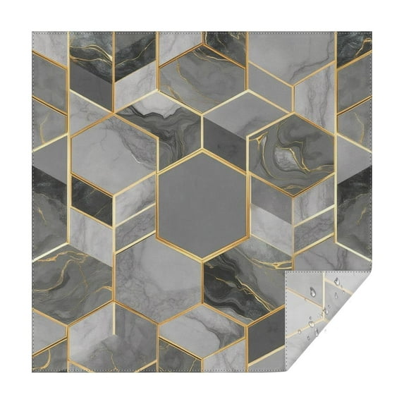 Gray Gold Hexagon Marble Pattern Square Tablecloth,Waterproof Square Table Cover,Wipeable Spillproof Washable Table Cover for Home Kitchen Party Decor 42"X42"(107x107cm)