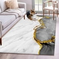 thumbnail image 1 of Gray Gold Marble 3'x5' Washable Rug, Modern Abstract Marble Crack Texture Non-Slip Area Rugs for Entryway Kitchen Classroom, StainResistant Dorm Throw Carpet, Low Pile Soft Indoor Floor Mat, 1 of 9