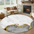 thumbnail image 1 of Gray Gold Marble 8' Round Area Rug, Modern Abstract Marble Crack Texture Washable Non-Slip Large Circle Rugs for Living Room Bedroom, Soft Low Pile Rug Carpet for Dining Room Kitchen Farmhouse, 1 of 9