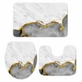 thumbnail image 1 of Gray Gold Marble Bath Mat 3 Piece Bathroom Rug Set, Modern Abstract Marble Crack Texture Non Slip Bath Rug Contour Mat and Toilet Lid Cover, Absorbent Shower Mats Soft Bath Rugs and Mats Sets, 1 of 8