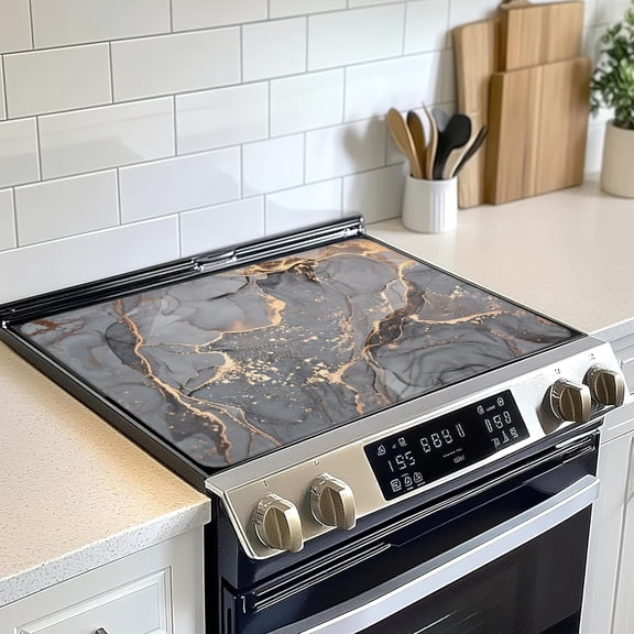 Gray Gold Marble Electric Stove Top Cover Protector,Glass Flat Top Stove Mat,Heat-Resistant Oven Induction Cooktop Mat for Ceramic Countertop Mats Dish Drying Mat