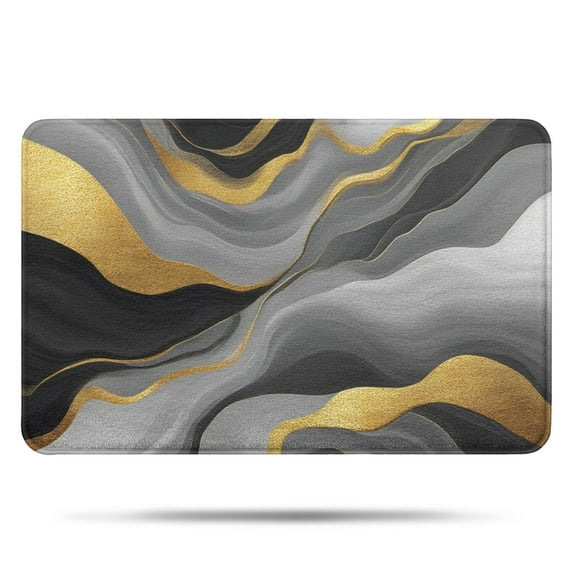 Gray and Gold Marble Gold Dots Pattern Bathroom Rugs Mat,Non Slip Microfiber Bathroom Rug,Rubber Backing,Soft Bathroom Mats for Bathroom Floor,Tub and Shower,17x27in(43x68cm)