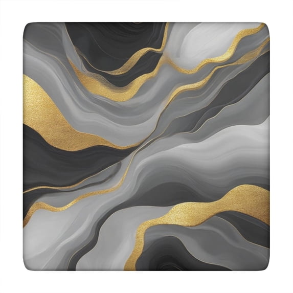 Gray and Gold Marble Gold Dots Pattern Square Fitted Tablecloth with Elastic Edge,Square Table Cover,Washable Elastic Table Cover for Home Kitchen Party Decor 34"x34"