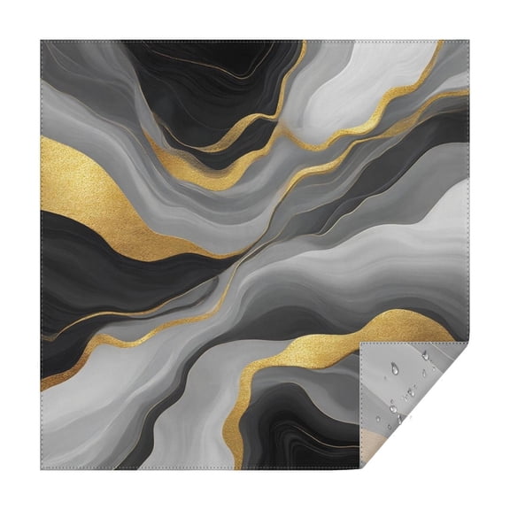 Gray and Gold Marble Gold Dots Pattern Square Tablecloth,Waterproof Square Table Cover,Wipeable Spillproof Washable Table Cover for Home Kitchen Party Decor 42"X42"(107x107cm)