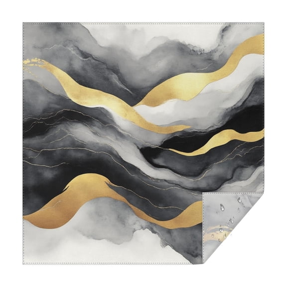 Gray and Gold Marble Golden Lines Pattern Square Tablecloth,Waterproof Square Table Cover,Wipeable Spillproof Washable Table Cover for Home Kitchen Party Decor 60"x60"(152x152cm)