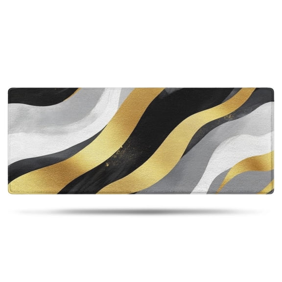 Gray and Gold Marble Ink Waves Pattern Bathroom Rugs Mat,Non Slip Microfiber Bathroom Rug,Rubber Backing,Soft Bathroom Mats for Bathroom Floor,Tub and Shower,60x24in(150x60cm)